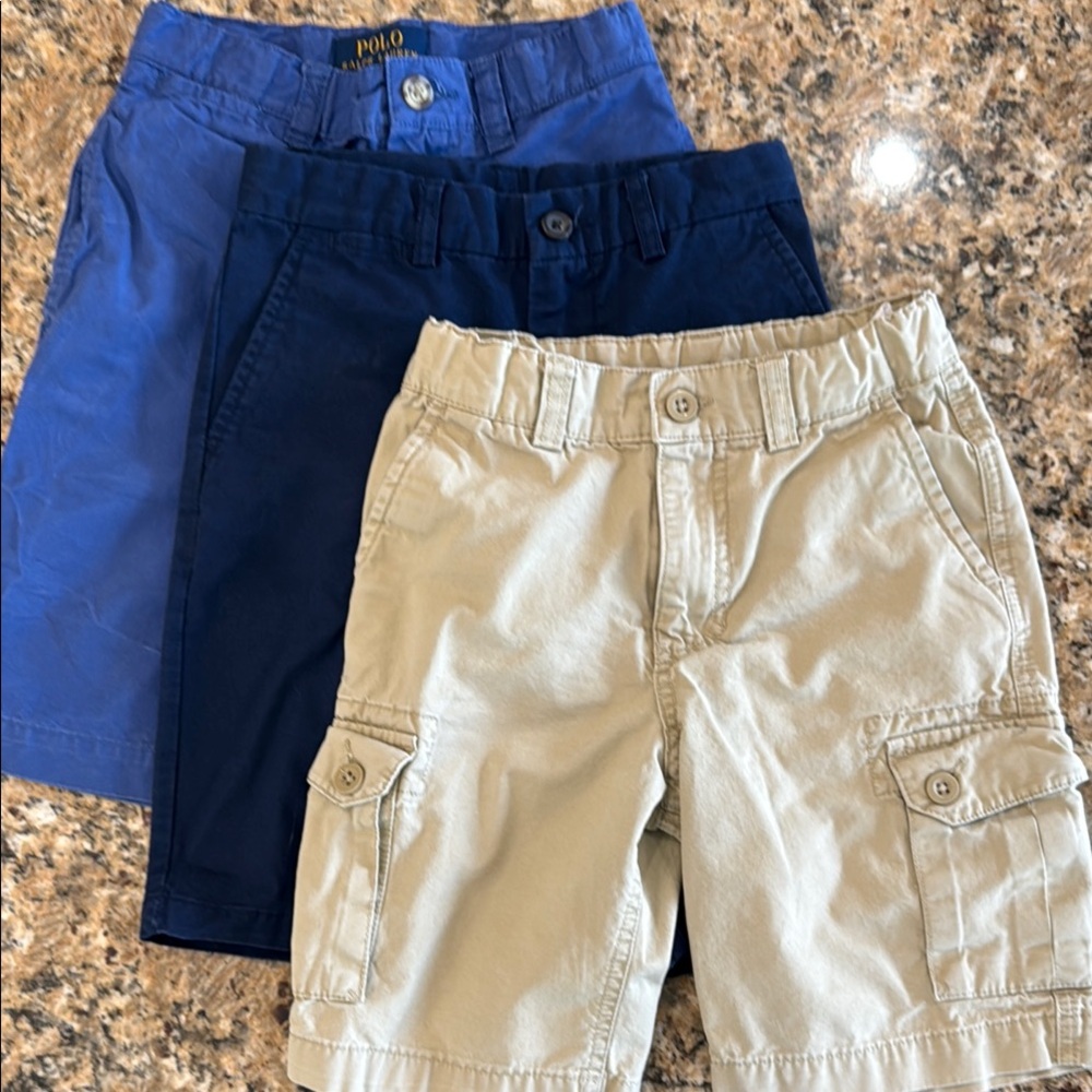 3 Boys Polo Ralph Lauren Shorts – Size 7 – Navy, Royal Blue & Khaki Cargo
